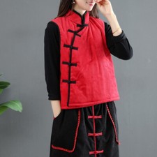 Femme Velours Gilet Chinois