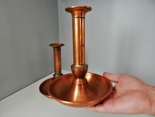 20 cm, Pair of large antique red copper candle holders, decor, table, candle, fireplace 