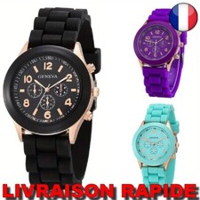 Montre Couleurs Quartz Silicone Femme Fille Tendance Bracelet Bijoux Idée Cadeau