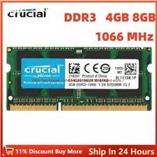 CRUCIAL DDR3 4GB 8GB 1066MHz PC3-8500 Laptop SODIMM 204-Pin Memory 8G 4G
