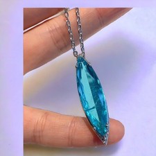 25Ct Certified Natural Blue Paraiba Tourmaline 925 Silver Pendant Loose Gemstone