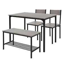 Ensemble meubles de cuisine table à manger banc 2 chaises chêne-gris MDF/acier