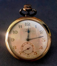 OMEGA POCKET WATCH OPEN FACE METAL AND GOLD FILLED CASE