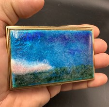 Antique Cigarette Case, Enameled Plate Card Holder