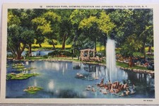 New York NY Syracuse Japanese Pergola Fountain Onondaga Park Postcard Old View
