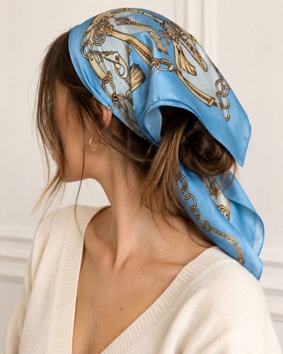 Foulard parisien carré bleu - parisien,