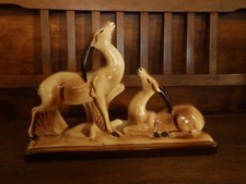 Couple d'antilopes en faïence signé Charles Lemanceau Art déco