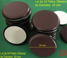 Lot de 24 Patins Glisseur Téflon Adhésif diamètre Ø 30 mm PTFE chaises Meubles