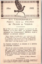 MILITARIA - to dead pigeon fanciers for France 1914-18