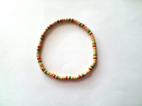 Collier perles bois - , en