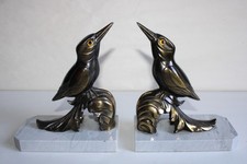Pair of bookends signed FRANJOU (Hipp. Moreau), piverts birds, h. 17.8 cm