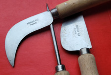 ENSEMBLE OUTILS DE VANNERIE SERPETTE POINCON EPLUCHEUR MARQUE ROUGIER PLE