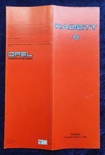 Opel Kadett D Price List 2.1984 Models: Luxury, Berlina, SR, GTE, Caravan GTE