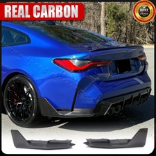 For BMW G82 G83 M4 2021-2025 Rear Bumper Splitters Lip Canard Fins REAL Carbon