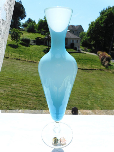 Ancien vase opaline - opaline, bleu