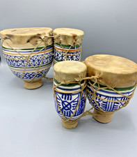 Lot de 2 tam tam / Derbouka en céramique – Maroc – artisanat africain vintage