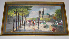 VINT. RENE LOROTTE OIL ON CANVAS (SIGNED) PAINTING: NOTRE DAME CATHEDRAL w/SPIRE