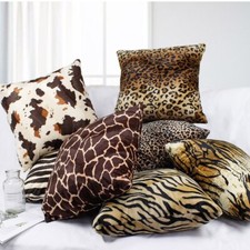 US Leopard Tiger Zebra Print Vintage Plush Cushion Cover Pillow Case Home Decor