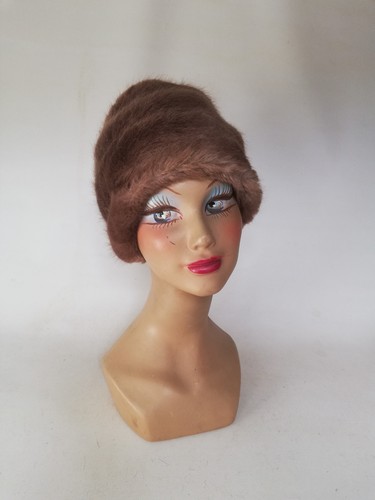 Toque fourrure vintage marron - toque,
