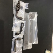 Bouvet Door Handle Set Bundle. 3 Handles. 3 Handle Plates. Bronze. L5