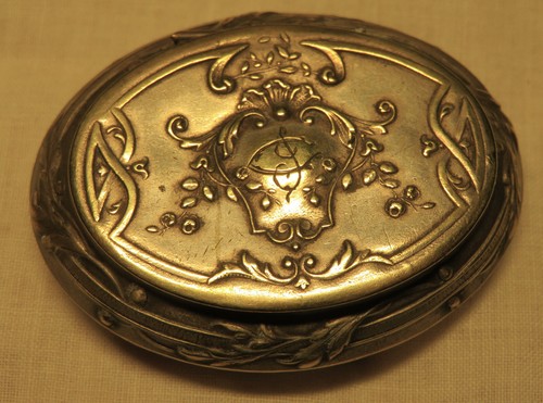 Poudrier ancien avec miroir - poudrier,