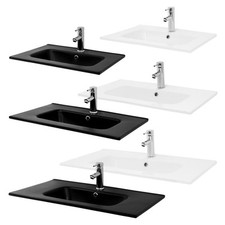 Lavabo à encastrer céramique blanc/noir vasque lave-mains rectangulaire au choix