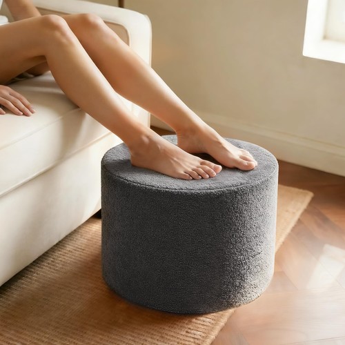 Round boucle pouf ottoman - round,