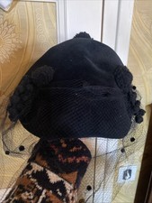 chapeau bibi noir voilette xxe