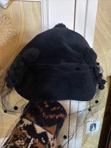 Chapeau bibi noir voilette - chapeau, xxe