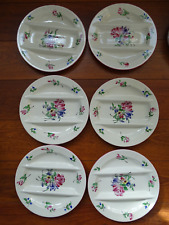 LUNEVILLE 6 ANTIQUE HALF PORCELAIN REVERBER COMPARTMENT PLATES 26 cm