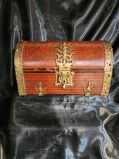Vintage Antique India Kerala Malabar Brass Decorated Treasure Chest Box