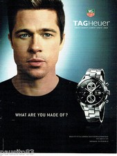 PUBLICITE ADVERTISING 046  2008  Tag Heuer  montre Carrera Tachymètre Brad Pitt