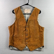 Schott Rancher Vest Mens 40 Brown Heavy Suede Western Waistcoat Biker Cowboy