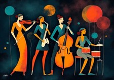 Illustration Jazz - Style Moderne, stylisé, cubiste rétro-chic