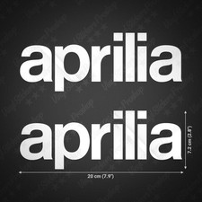 2 Stickers APRILIA 20 cm BLANC