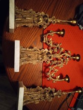 Antique Cast Brass Girandole Candelabra