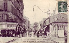 Old postcard 92 Levallois-perret Rue Martinval view from the Place de Chateaudun GROCERY STORE 1909