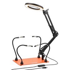 VEVOR Troisième Main Soudure Station Aide Magnétique 4 Bras avec Lampe Loupe 3X