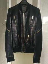 DOLCE & GABBANA NEW RARE GOLD MULTI ZIP TASSEL PLONGE' LEATHER JACKET BIKER COAT 