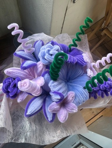 Bouquet fleur fil chenille - bouquet,