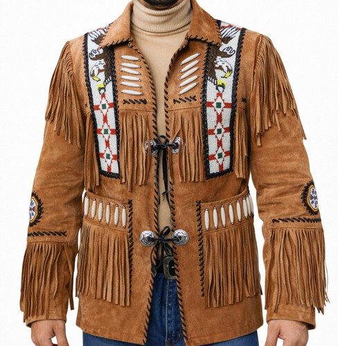 Veste franges daim - veste, à