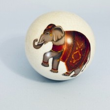 VINTAGE CARPET BOULE BALL INDIAN ASIAN ELEPHANT DECORATIVE CRACKLE GLAZE CERAMIC