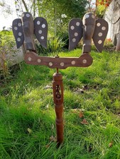 CURIEUX MIROIR AUX ALOUETTES EN BOIS CHASSE ART POPULAIRE