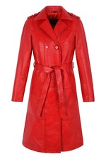 Manteau Long En Cuir Rouge