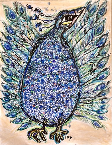 Peinture paon flamboyant - peinture,
