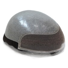 Mens Toupee  Hair Replacement System Lace Front Poly Skin Human Hairpieces OL