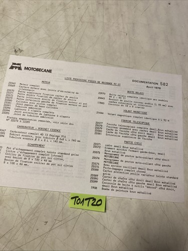 1978 motobécane 92gt liste - motobécane,