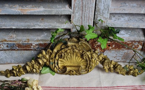 Ancien fronton couronne bronze - ancien,