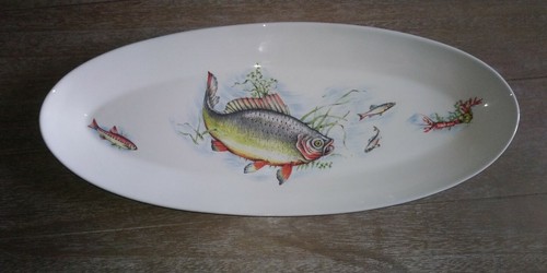Plat poisson porcelaine - poisson, en
