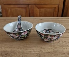 Bols chinois avec cuillères – Mille Fleurs – Zhongho Jingdezhen – porcelaine